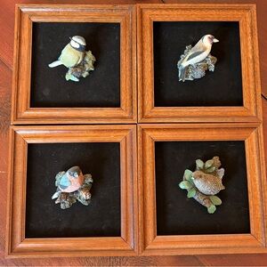 Set of Four Bird Wall Art in Wooden Frames